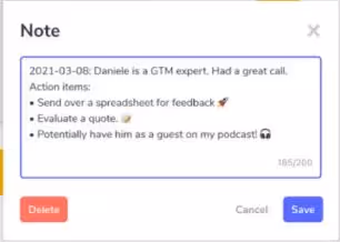 Add Notes using LeadDelta