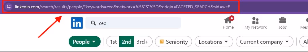 LinkedIn search URL