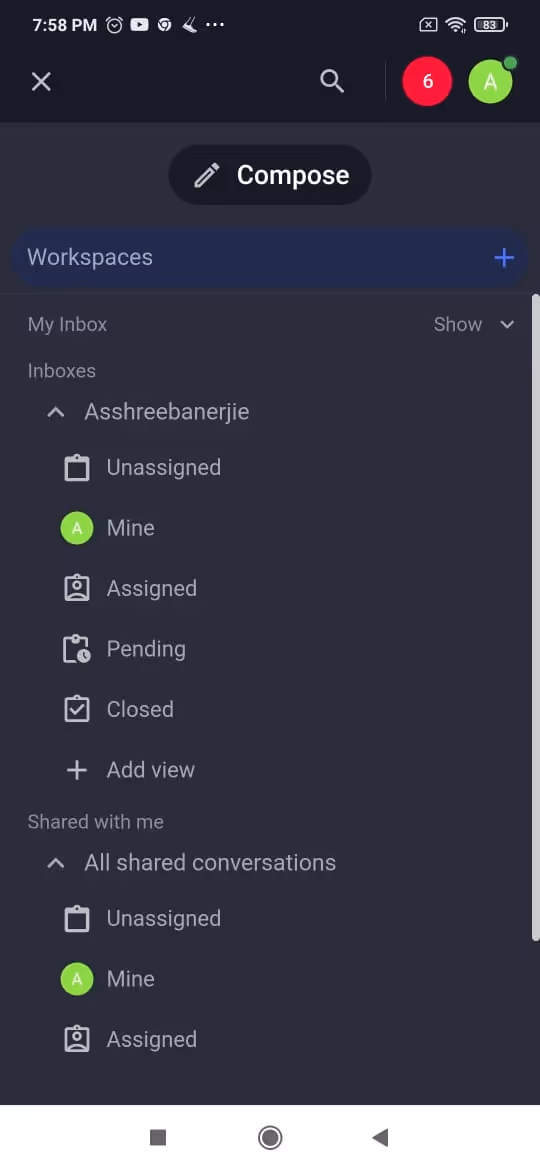Gmail inbox on a mobile device.