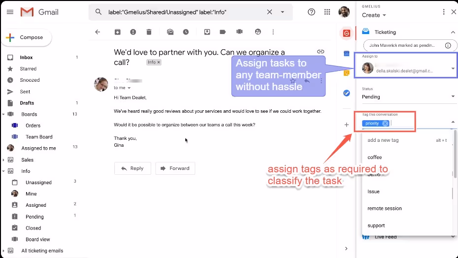 Illustration of Kanban boards inside Gmail.