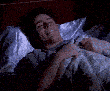 Joey from FRIENDS waking up from a nightmare