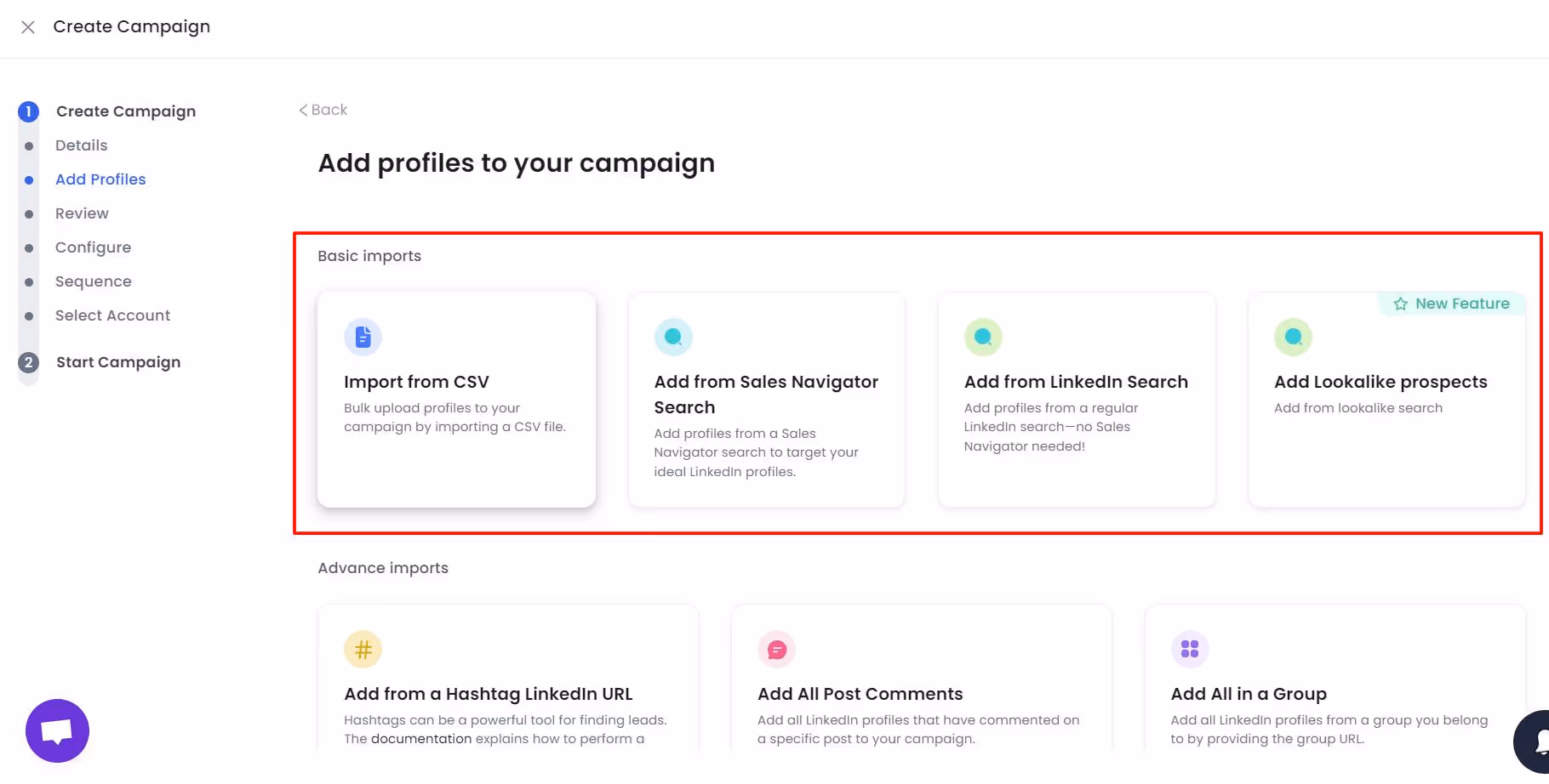 SalesRobot prospect pull options 