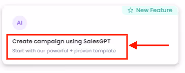 Select create campaign using SalesGPT.