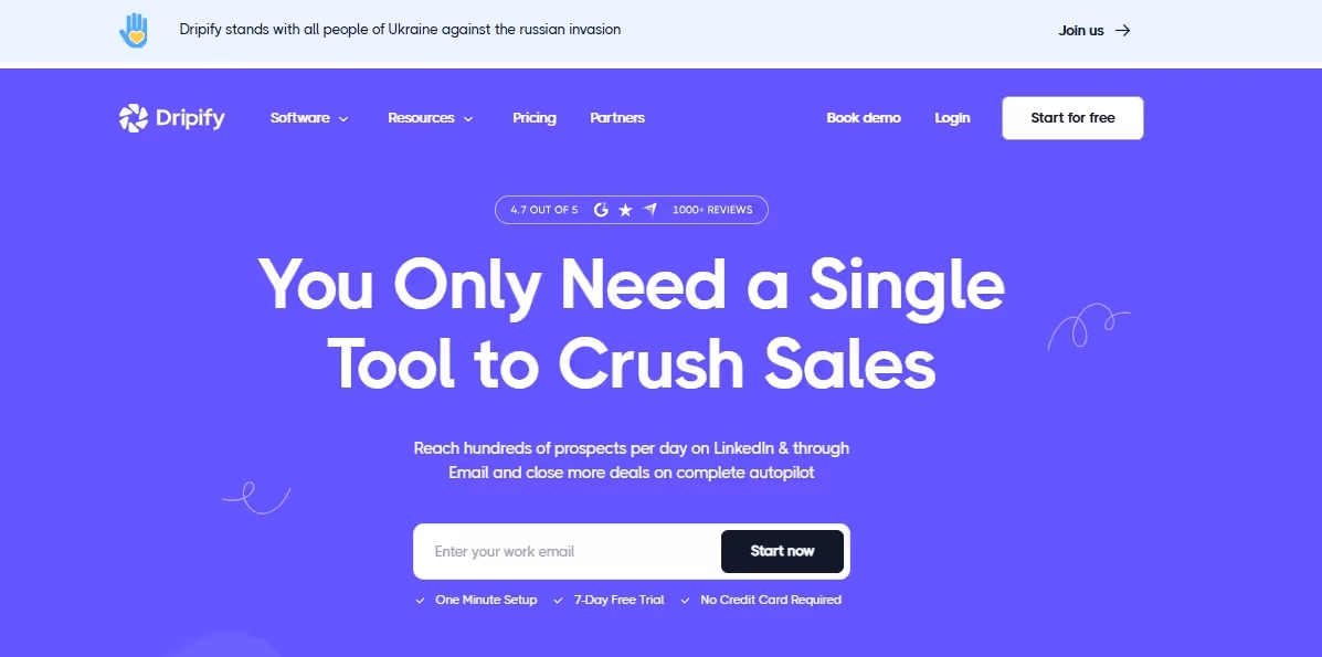 Dripify's website homepage.