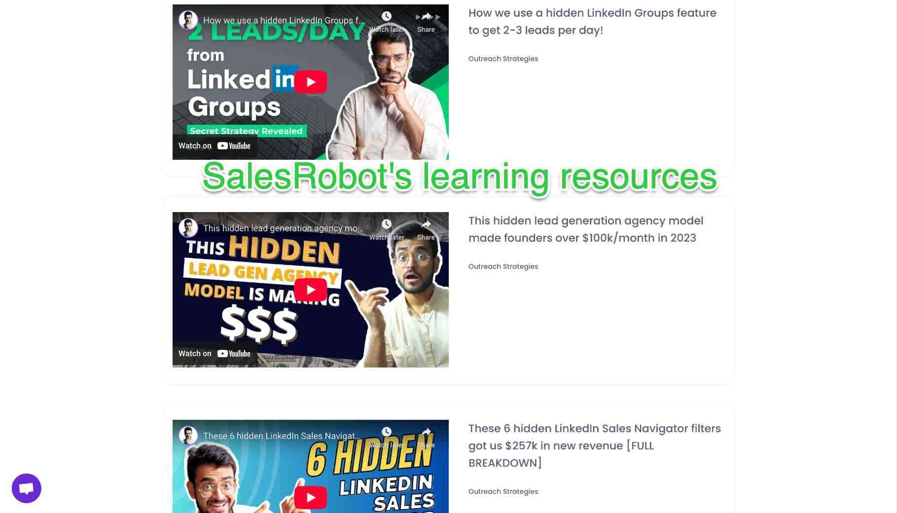 SalesRobot's learning resources.