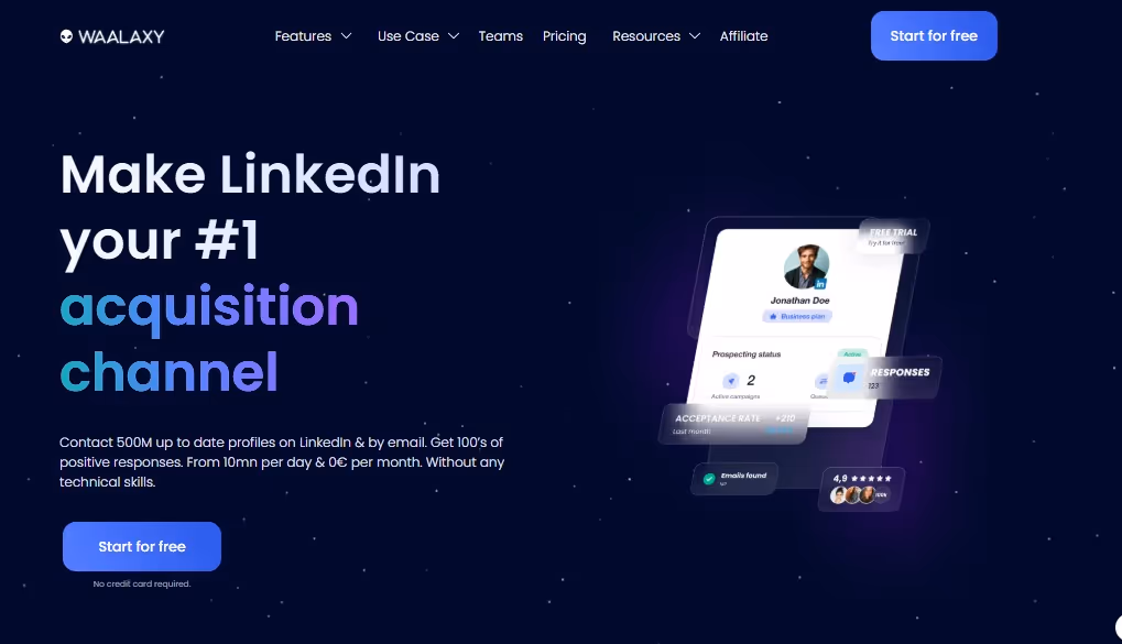 Waalaxy's website homepage.