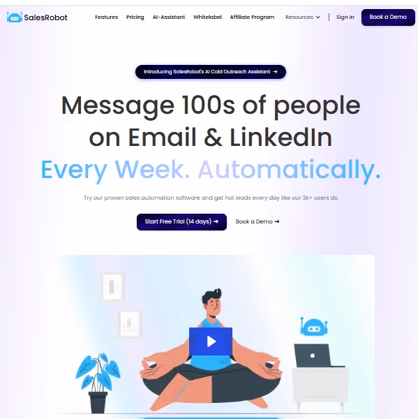 SalesRobot's website homepage.