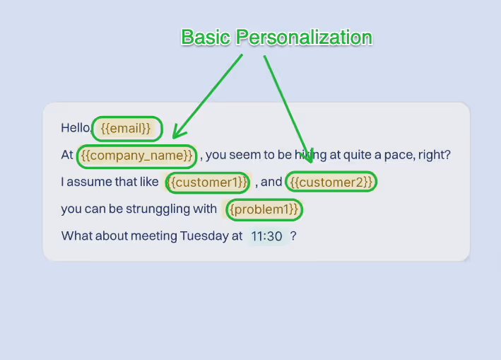 An example of basic personalization in an email template.