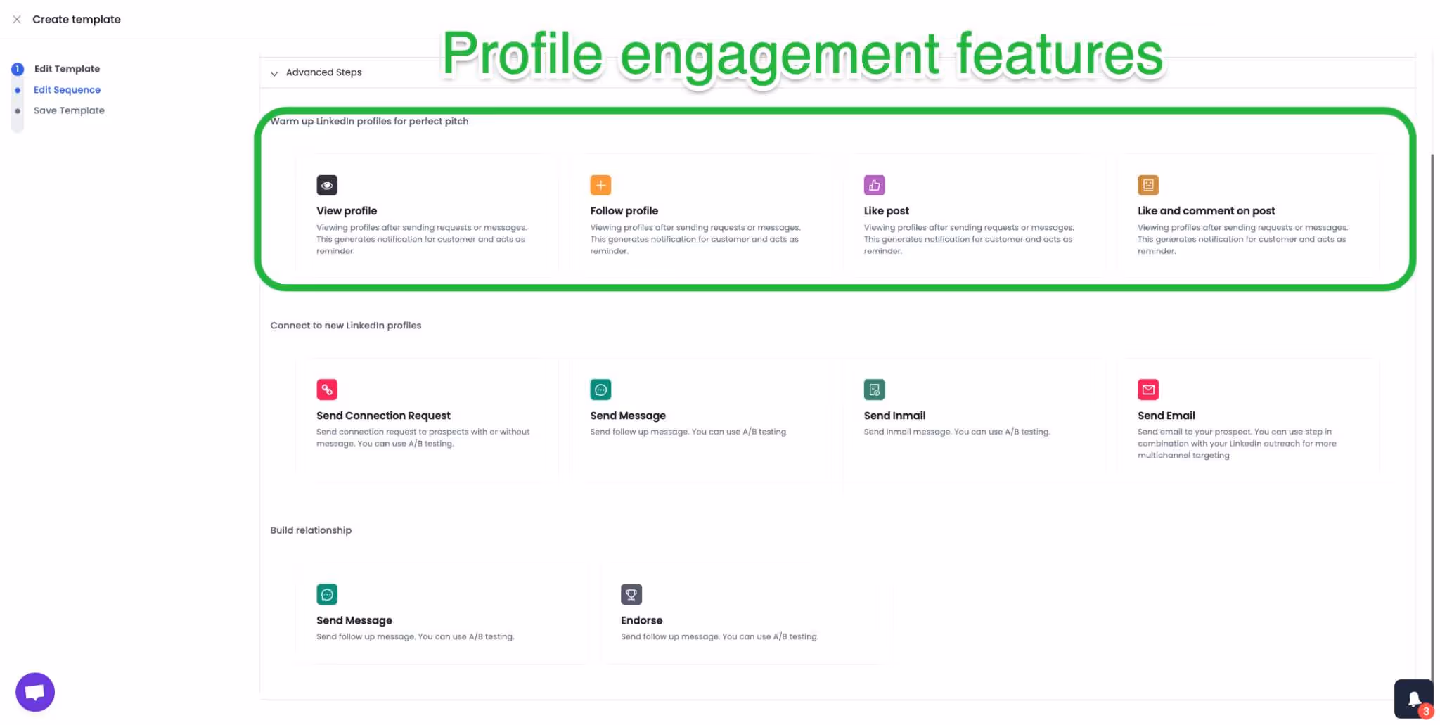 Profile engagement features including viewing, following, liking, and commenting on LinkedIn profiles.