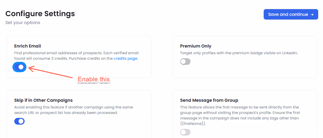 configure settings page salesrobot