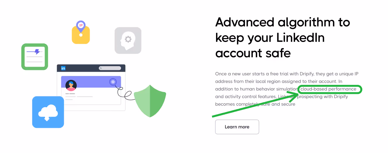 Dripify's algorithm for LinkedIn account safety.