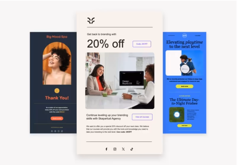 Email marketing templates on a screen