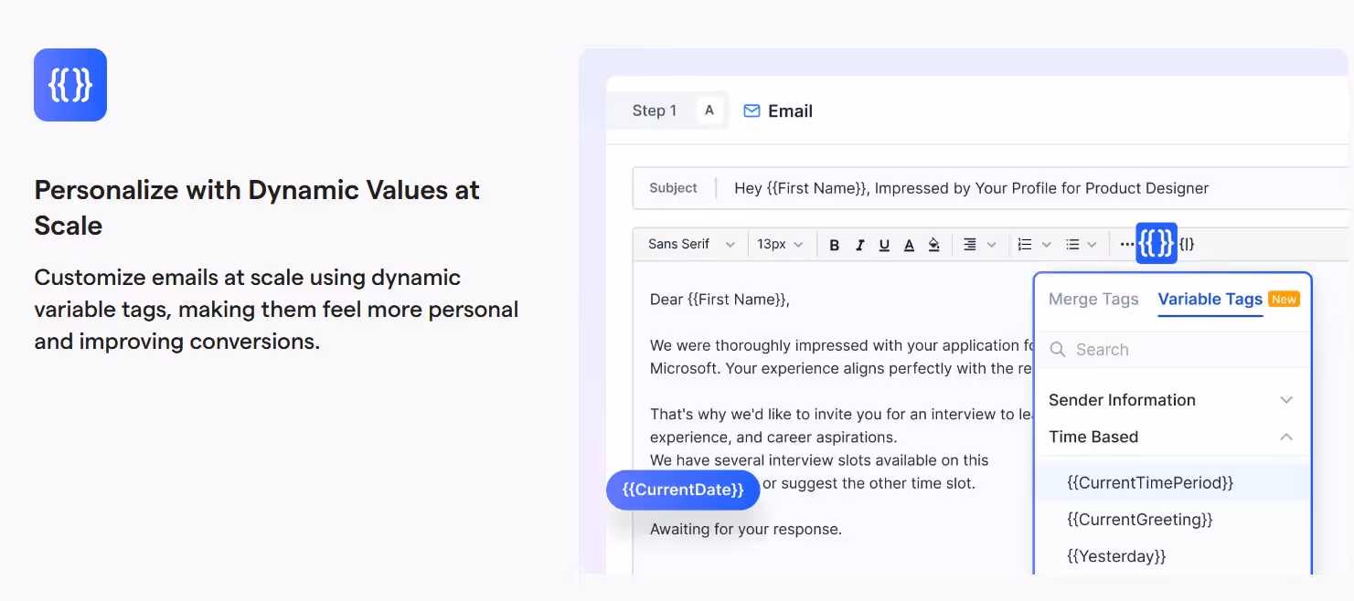 Saleshandy personalization