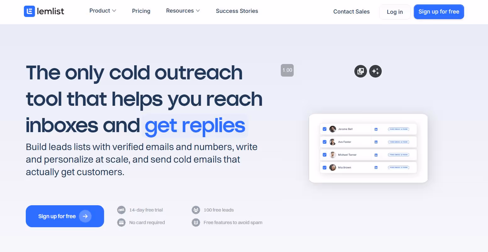 Lemlist cold outreach tool interface.
