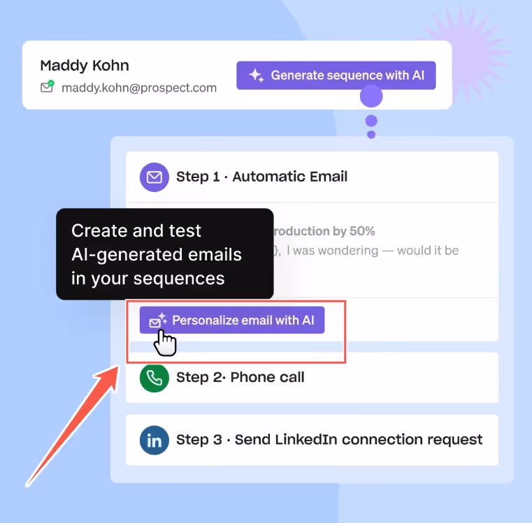 Personalizing emails with AI in Prospect.