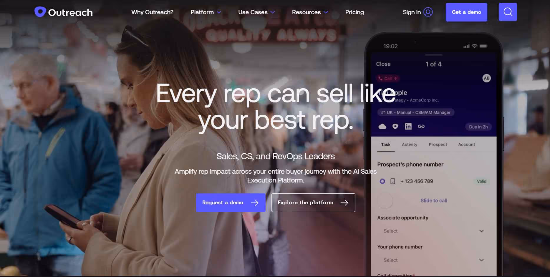Outreach platform on a mobile phone