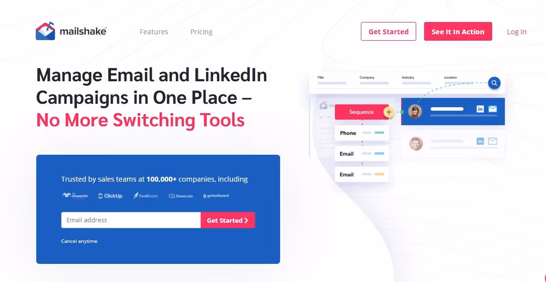 MailShake email and LinkedIn campaign management tool.