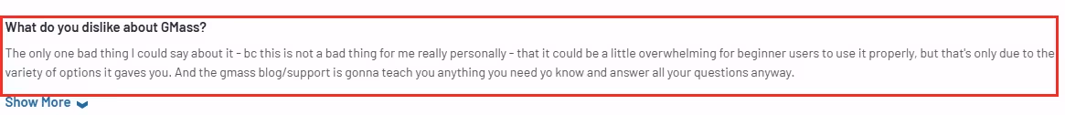 User feedback on what they dislike about GMass.
