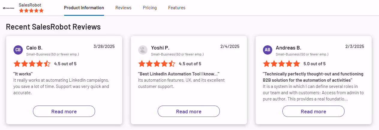 recent salesrobot reviews