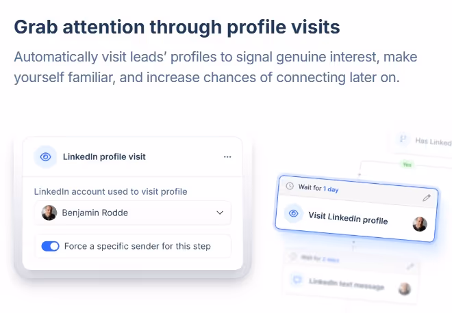 Grab attention through LinkedIn profile visits automation.