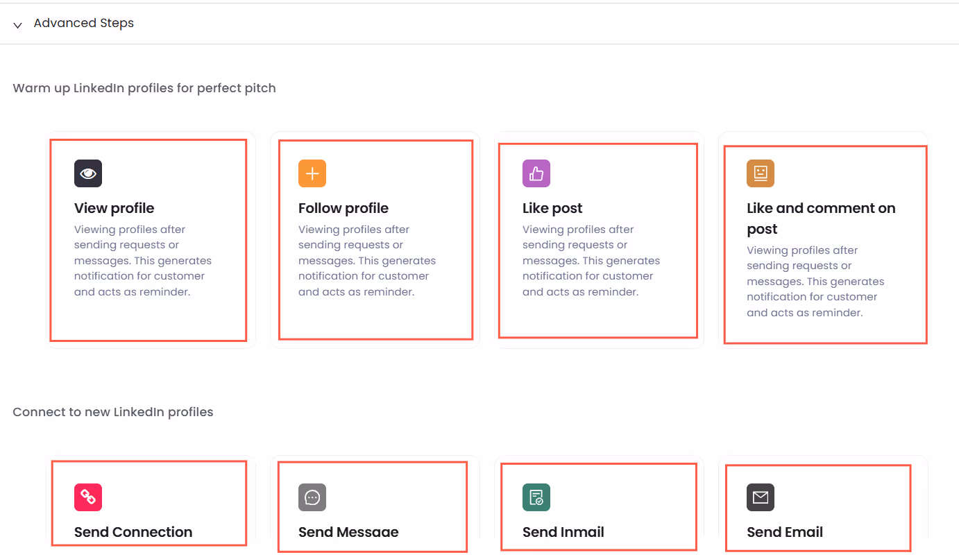 SalesRobot LinkedIn automation advanced steps.