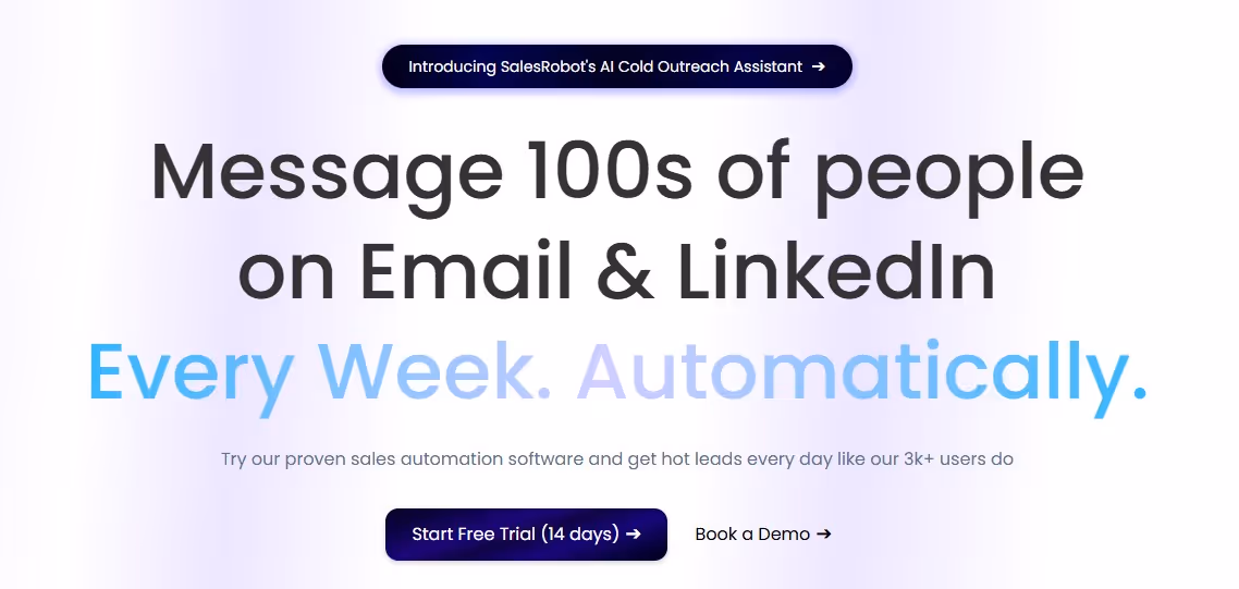 Automated messaging on email and LinkedIn.