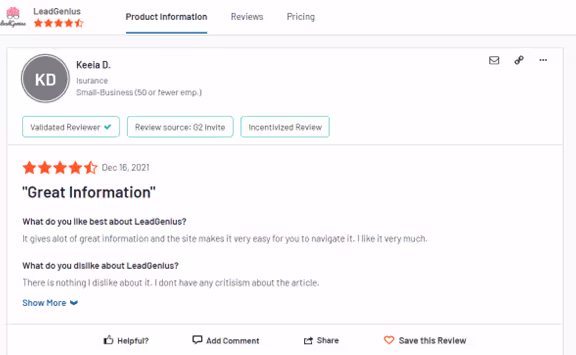 Lead Genius G2 Review