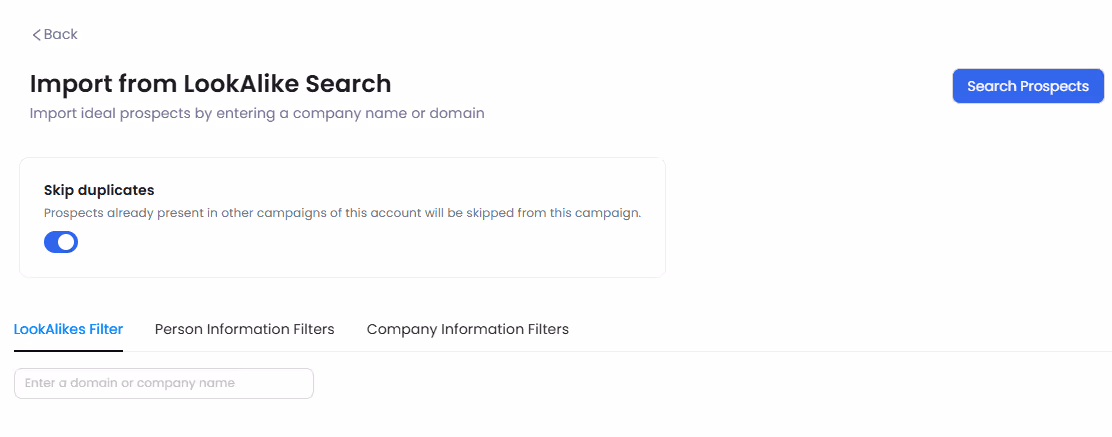 Import from lookalike search on salesrobot.