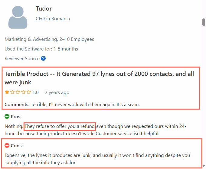 lyne negative review