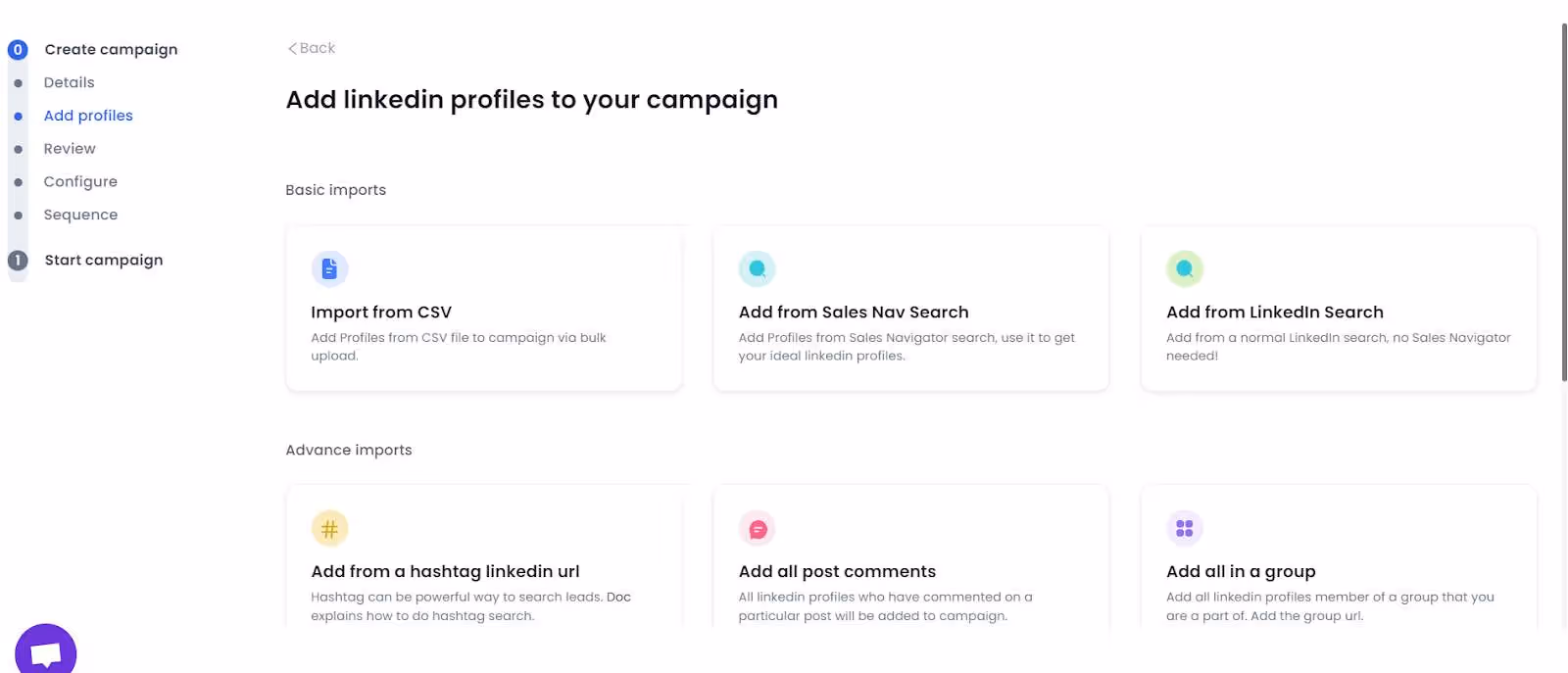 salesrobot add linkedin profiles to campaign