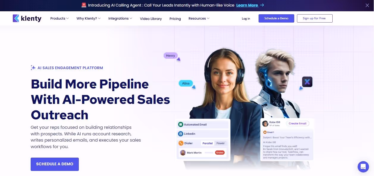 Klenty's AI sales engagement platform.