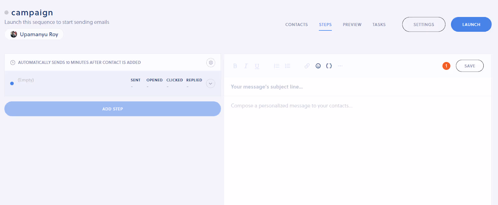 Interseller email campaign setup