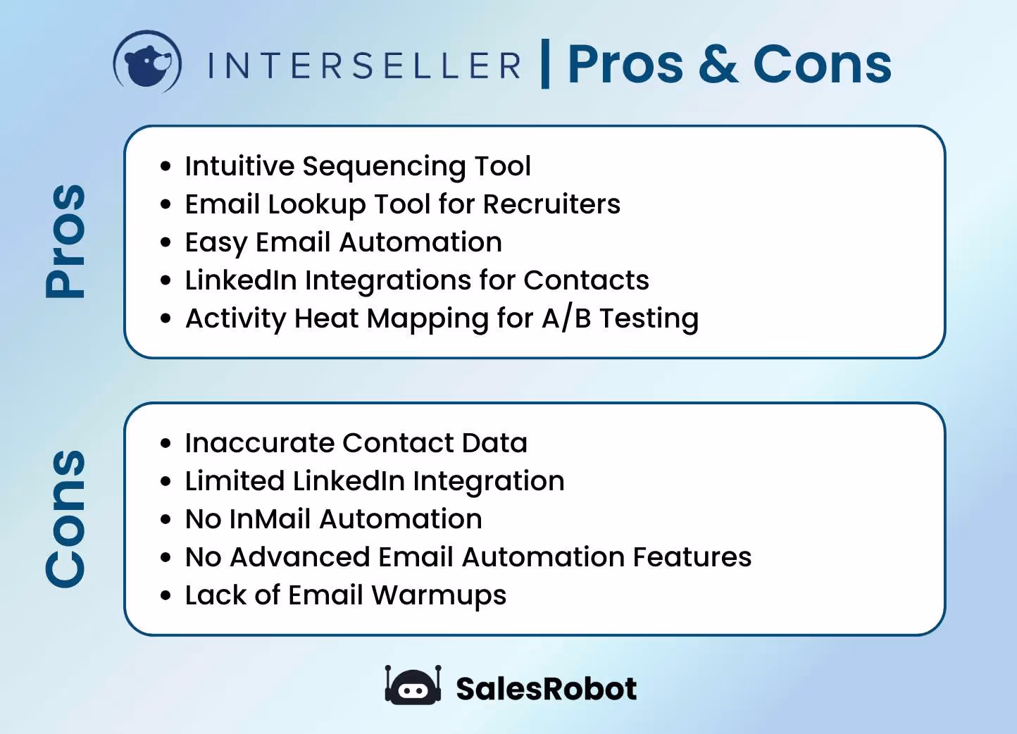 Interseller pros and cons table
