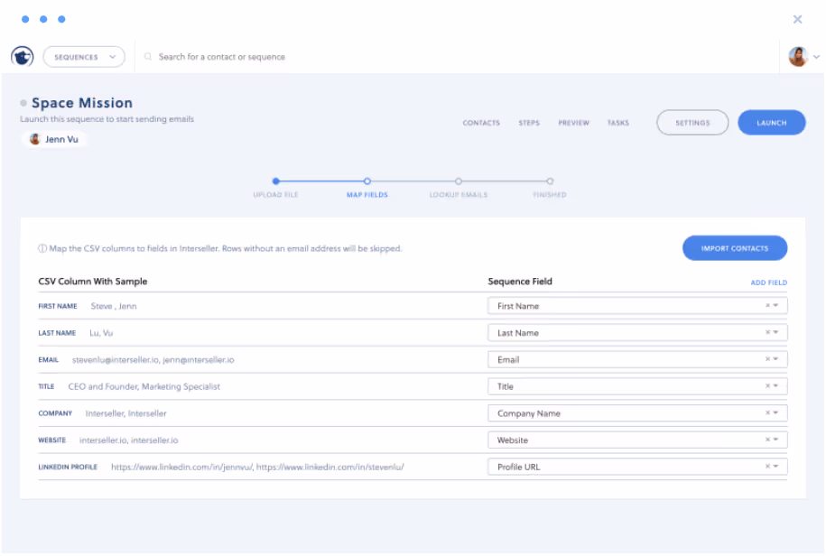 Interseller CSV imports