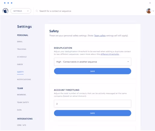 Interseller data deduplication and safety settings 