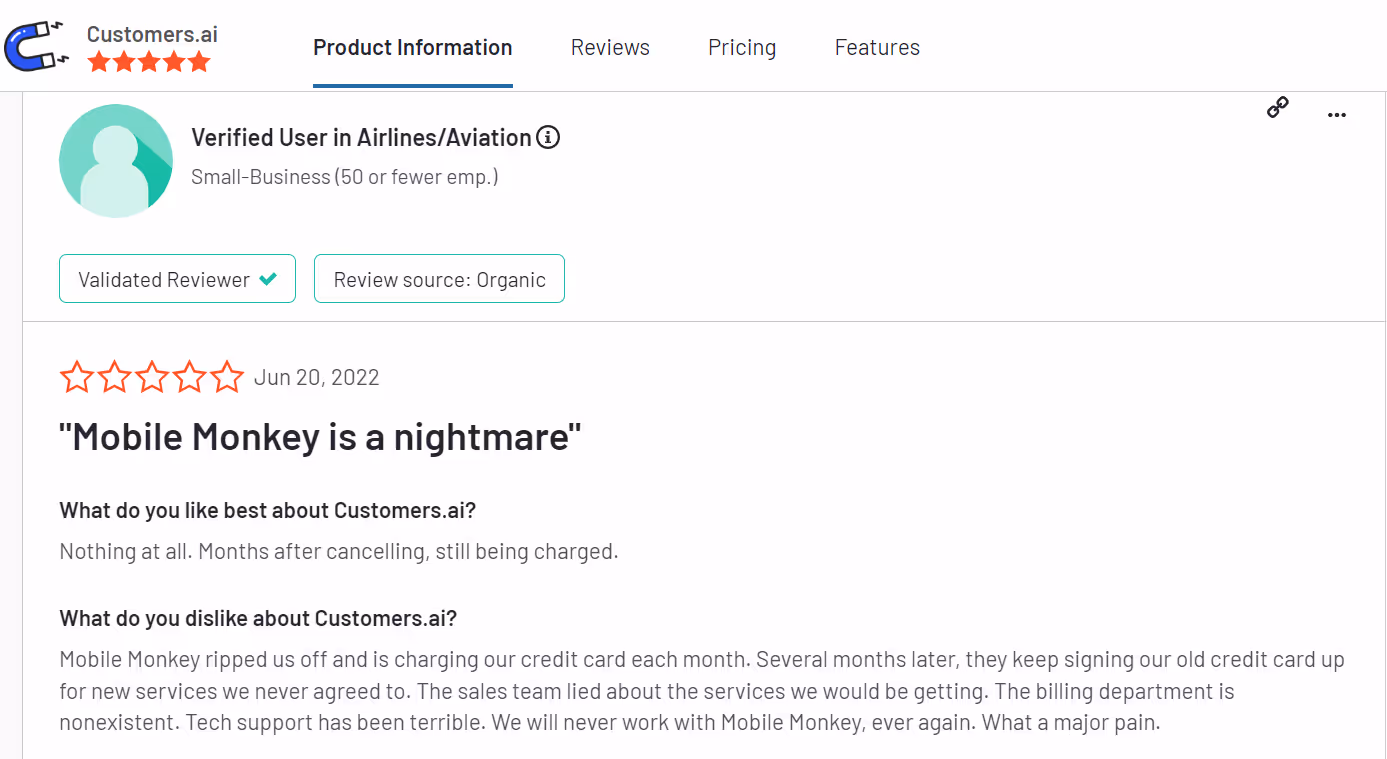 Customers.ai review on G2