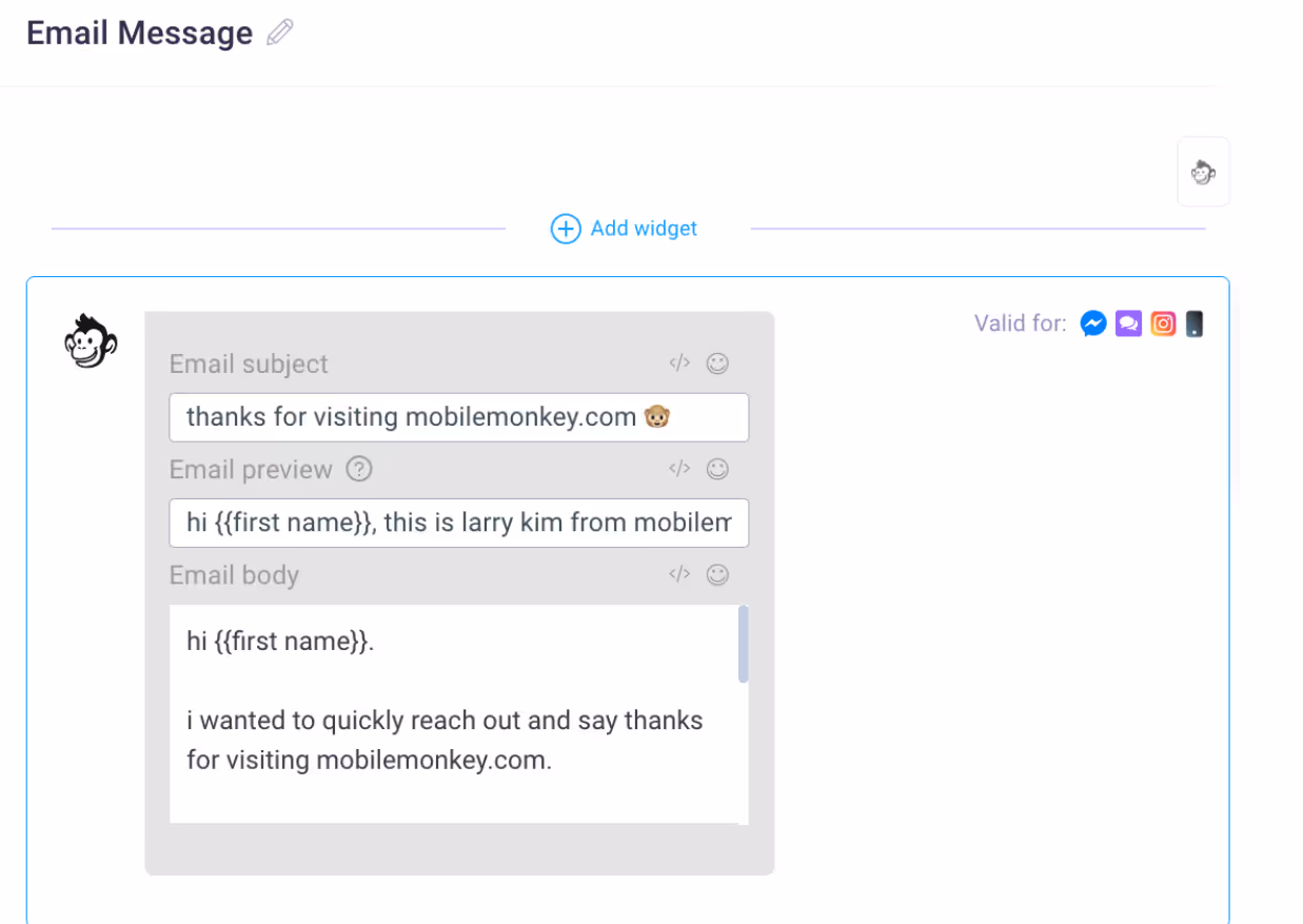 Email message with customers.ai