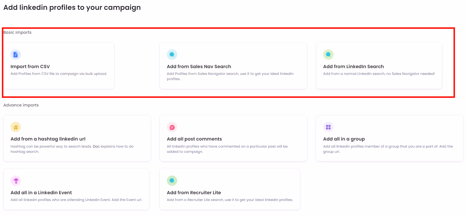 SalesRobot prospect pull options 