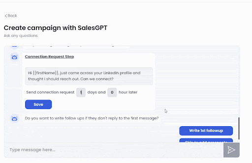 SalesGPT creating campaigns