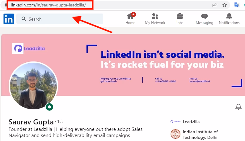 Example of linkedin short url