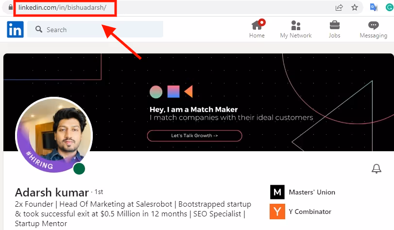Example of LinkedIn short url