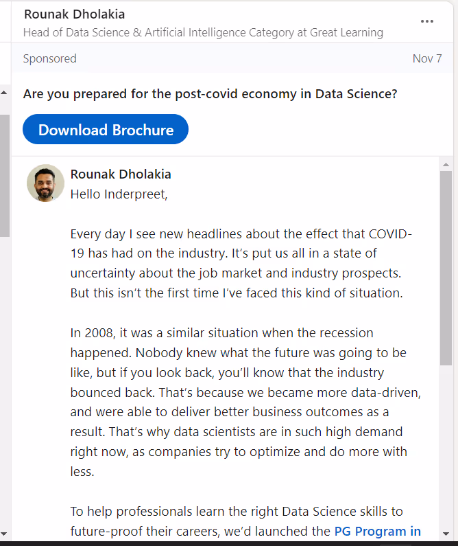 Sponsored inmail example