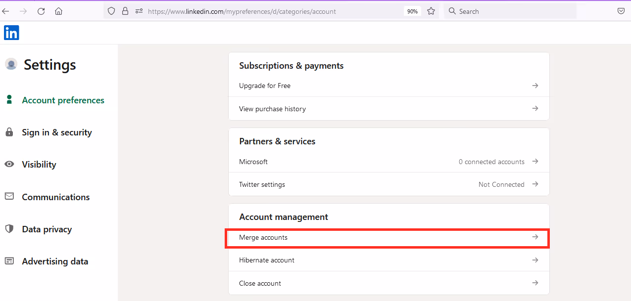 LinkedIn Merge Accounts