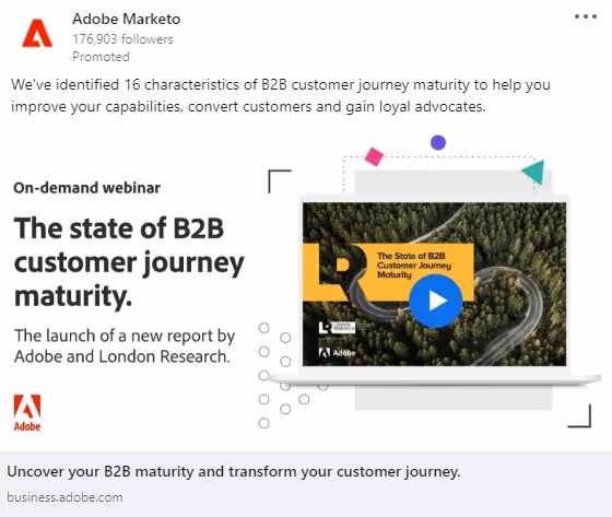 Adobe Marketo ad with LinkedIn lead gen form example.
