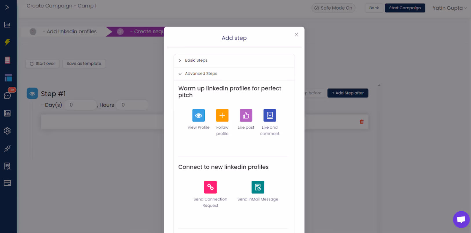 steps to create campaigns on salesrobot