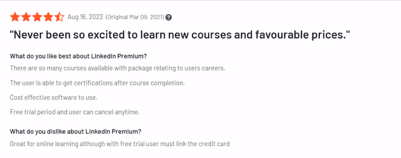 LinkedIn premium review on G2