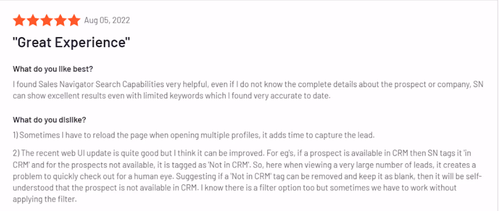 LinkedIn Sales Navigator G2 Review