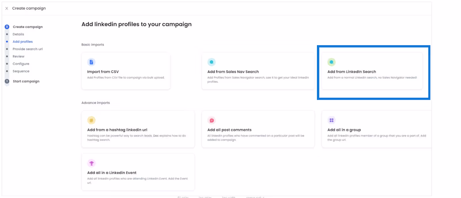 Adding profiles from linkedin