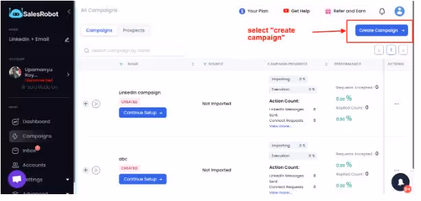 Select “Create Campaign”
