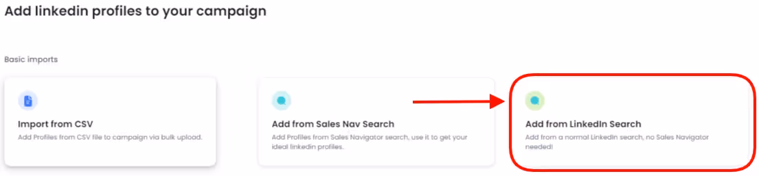 Select “Add from Sales Nav”